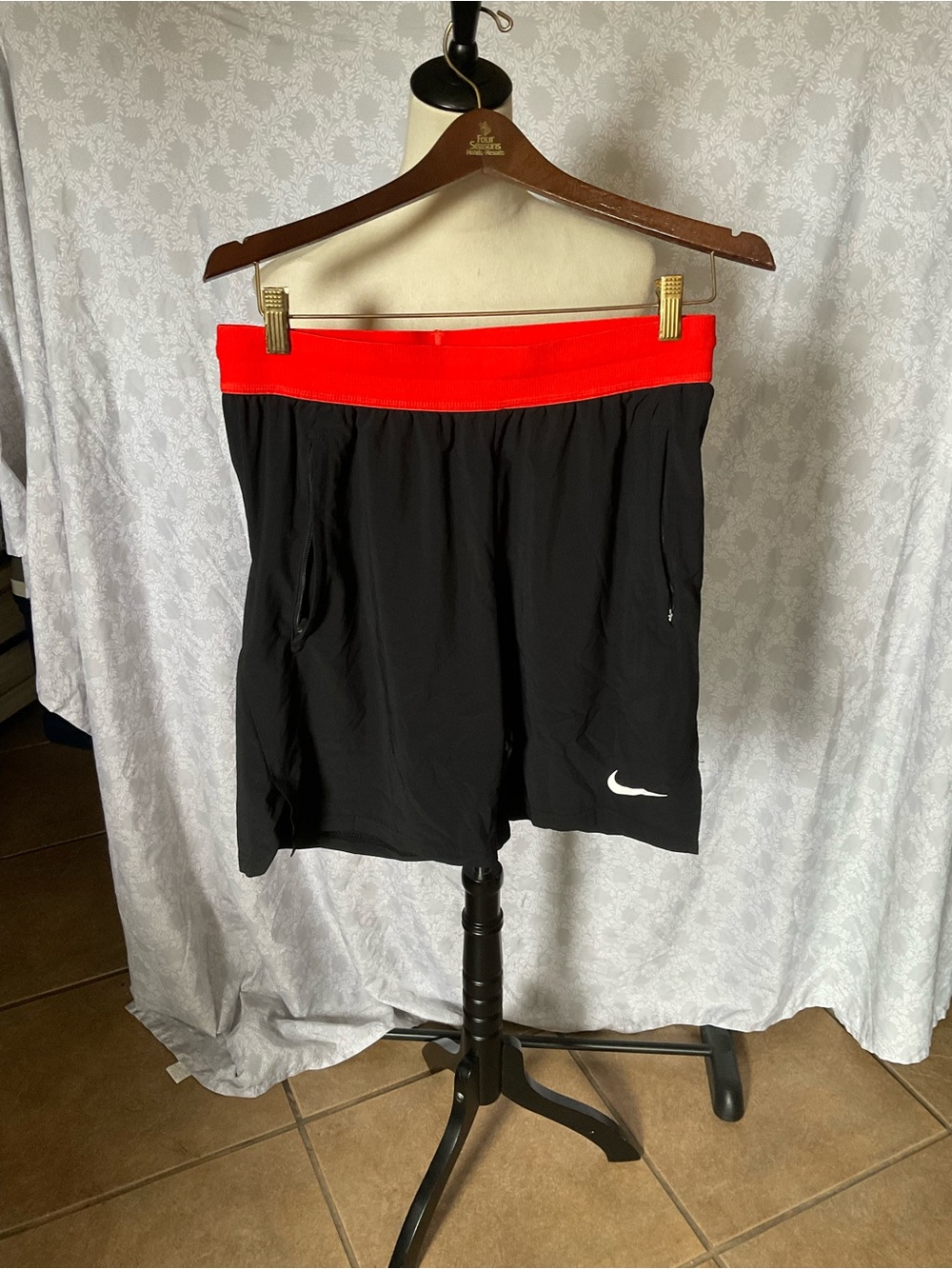 Nike Black Shorts with Bright Red Waistband